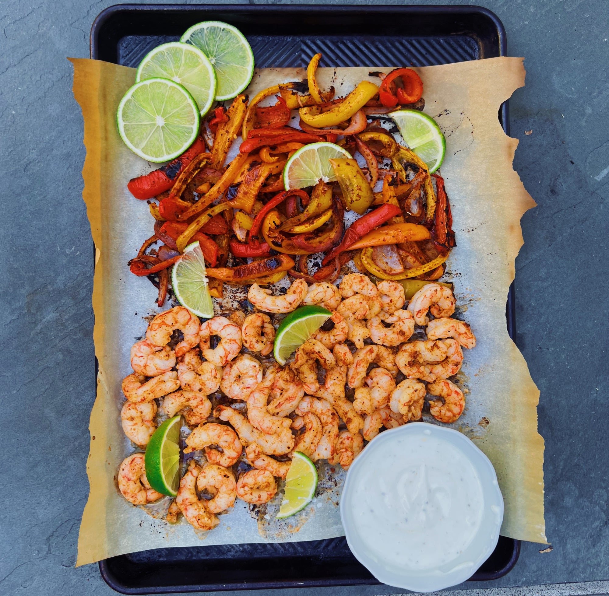 Spot Prawn Sheet Pan Fajitas