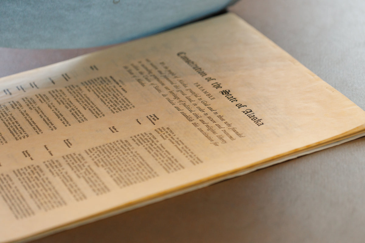a photo of alaska's state constitution