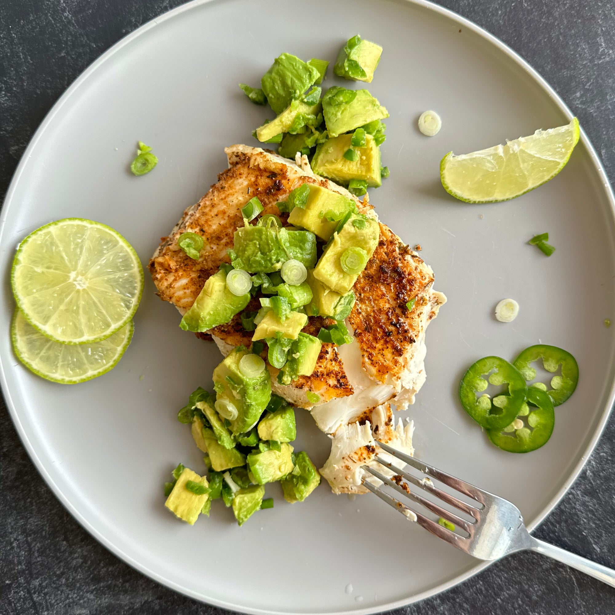 Pan Seared Halibut with Avocado Jalapeño Salsa