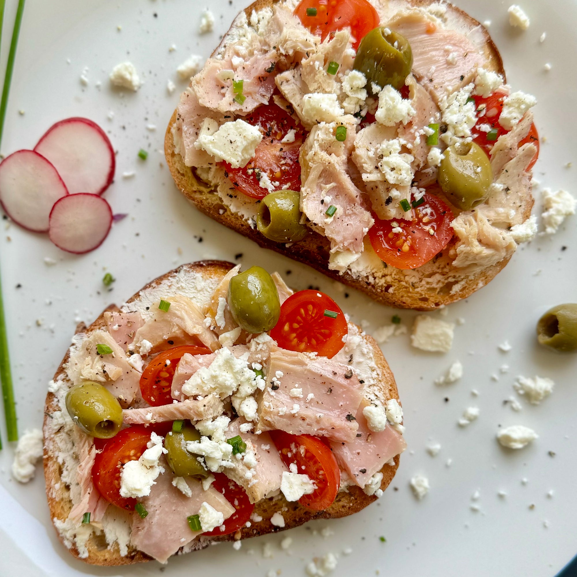 Mediterranean Tuna Toast with Canned Albacore Tuna