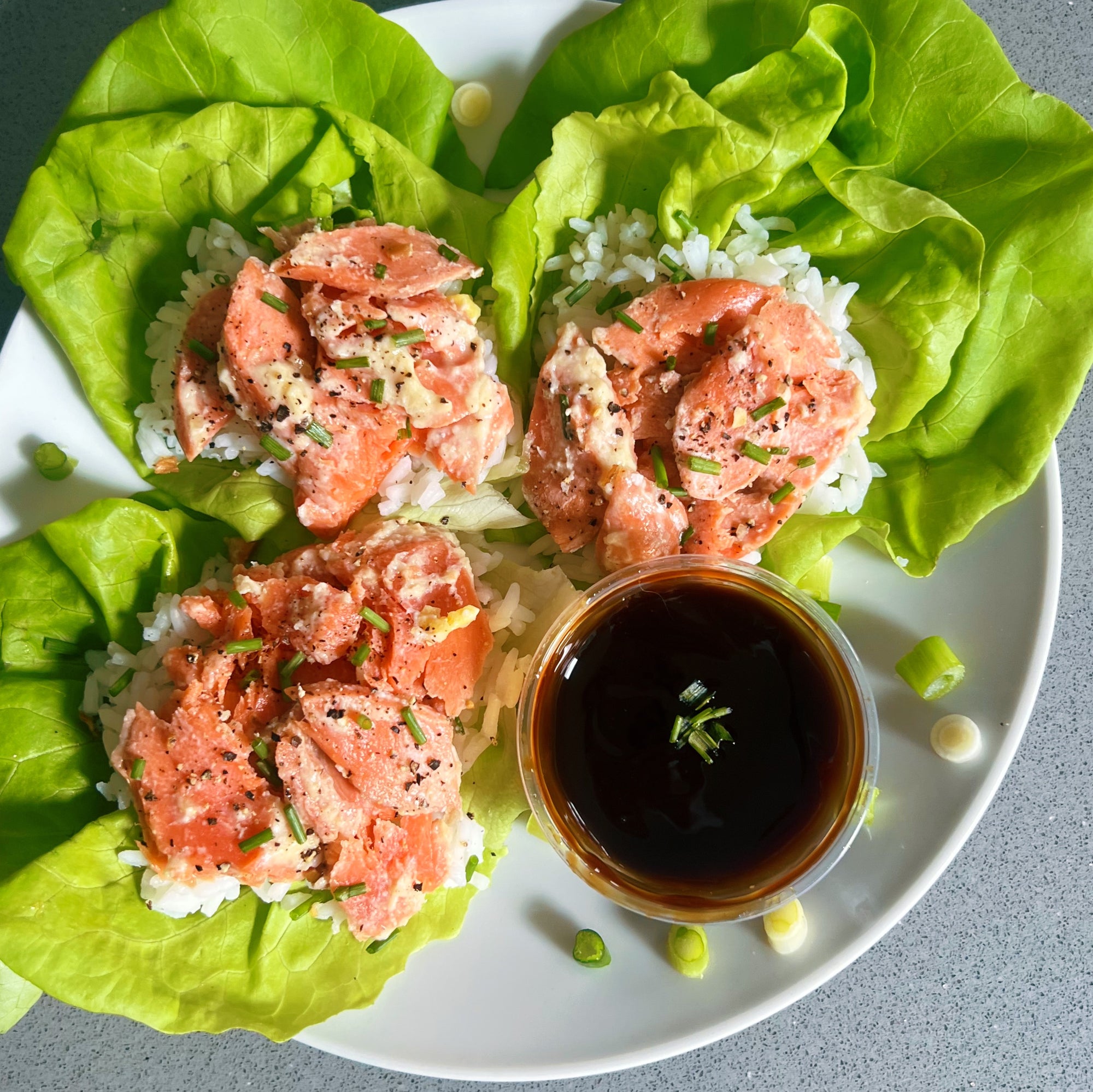 Lettuce Cups with Miso-Glazed Salmon