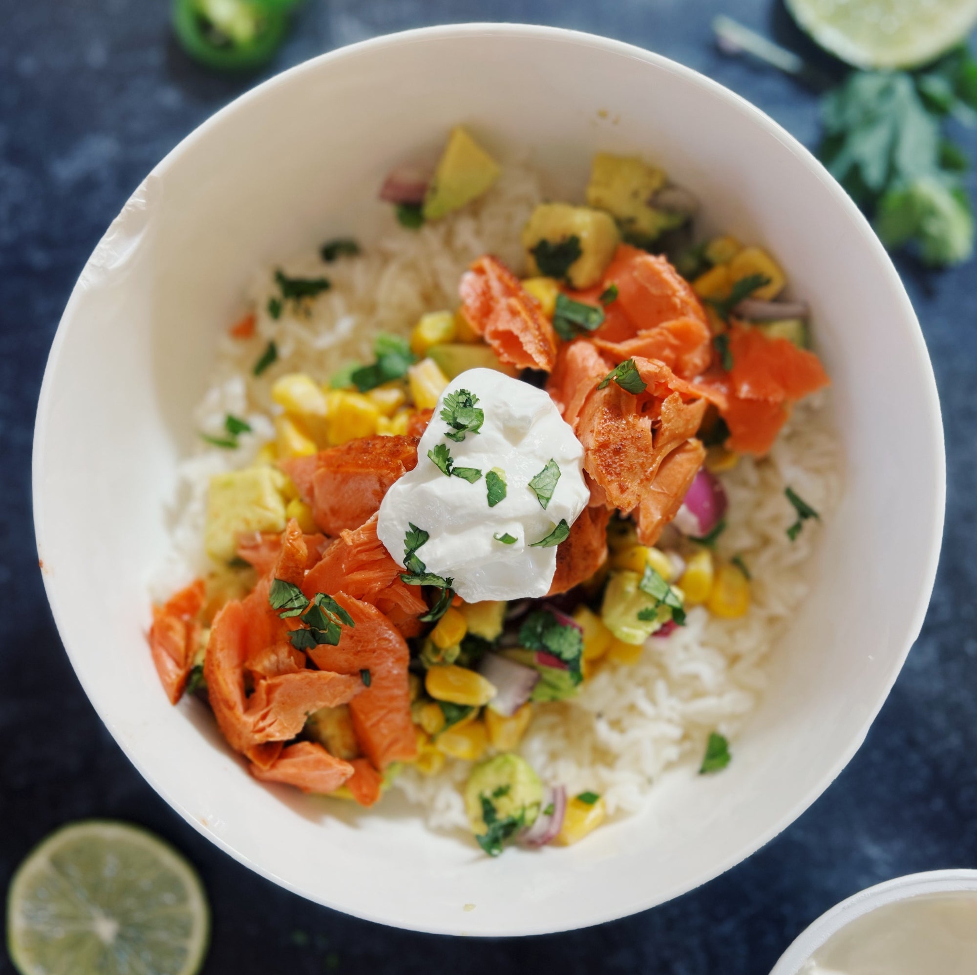 Air Fryer Salmon Burrito Bowl
