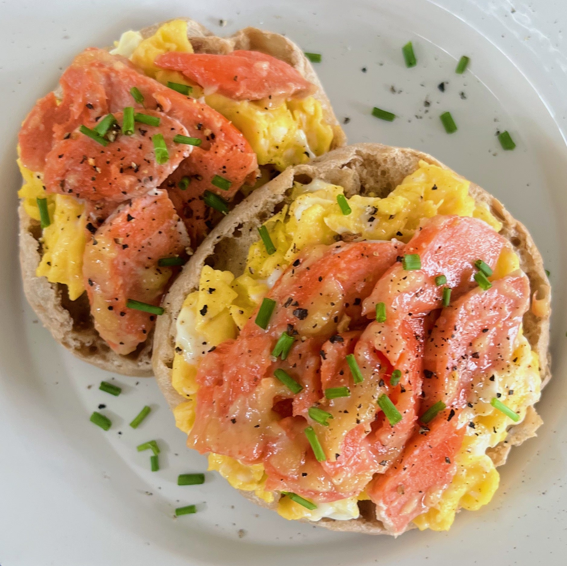 Scrambled Eggs with Miso-Butter Salmon