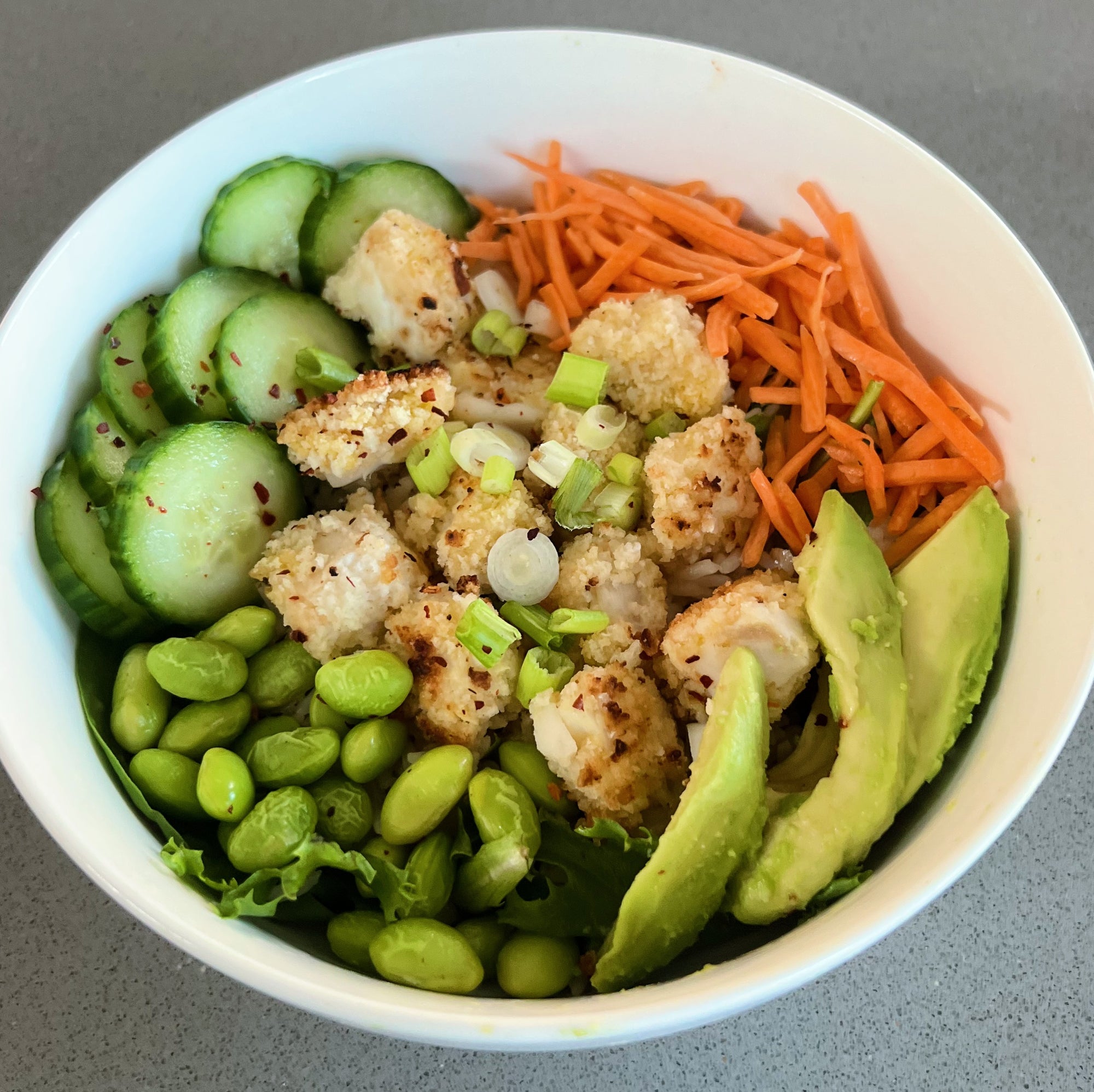 Hot Honey Halibut Bowl