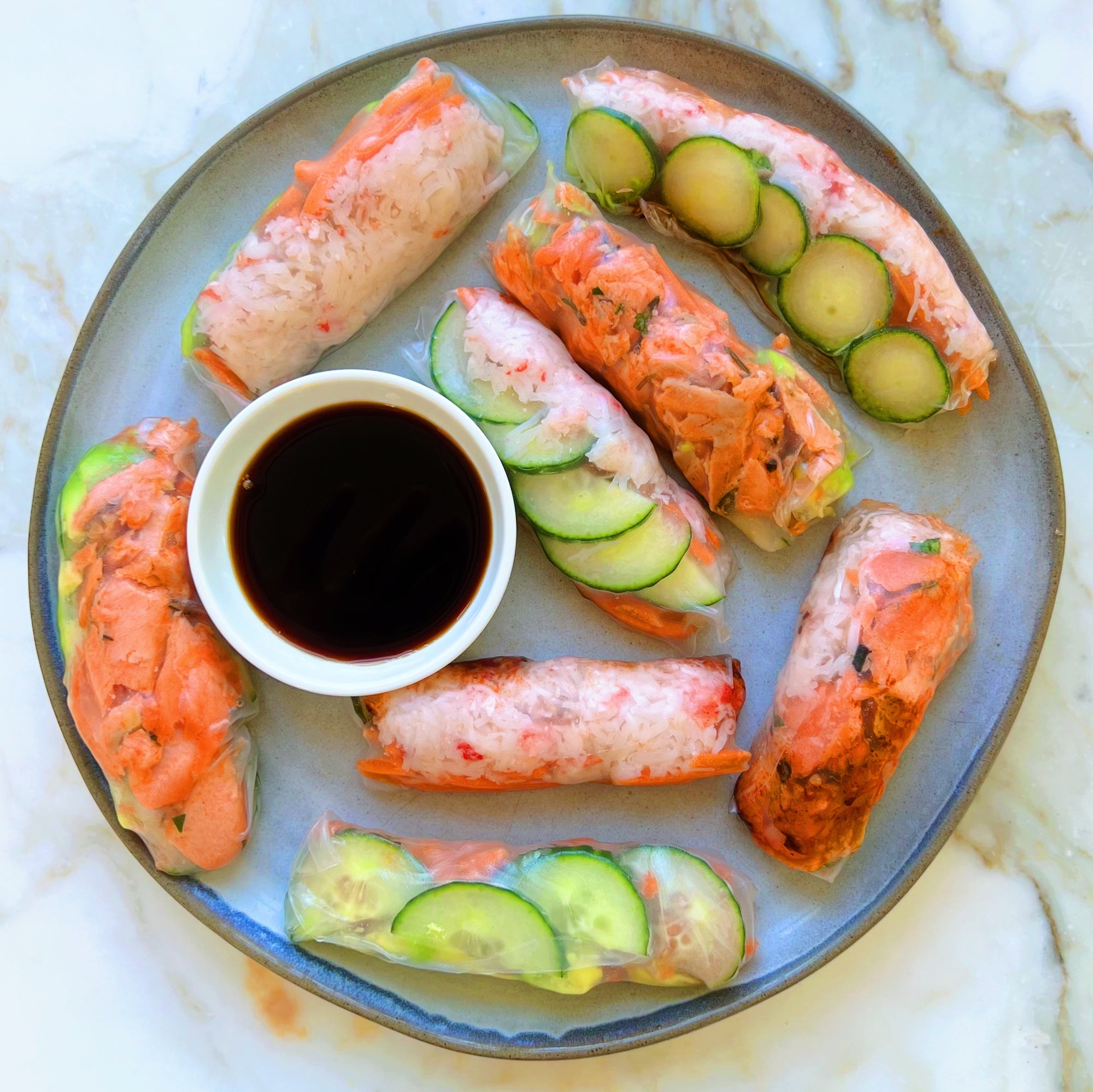 Spring Rolls with Snow Crab and Salmon