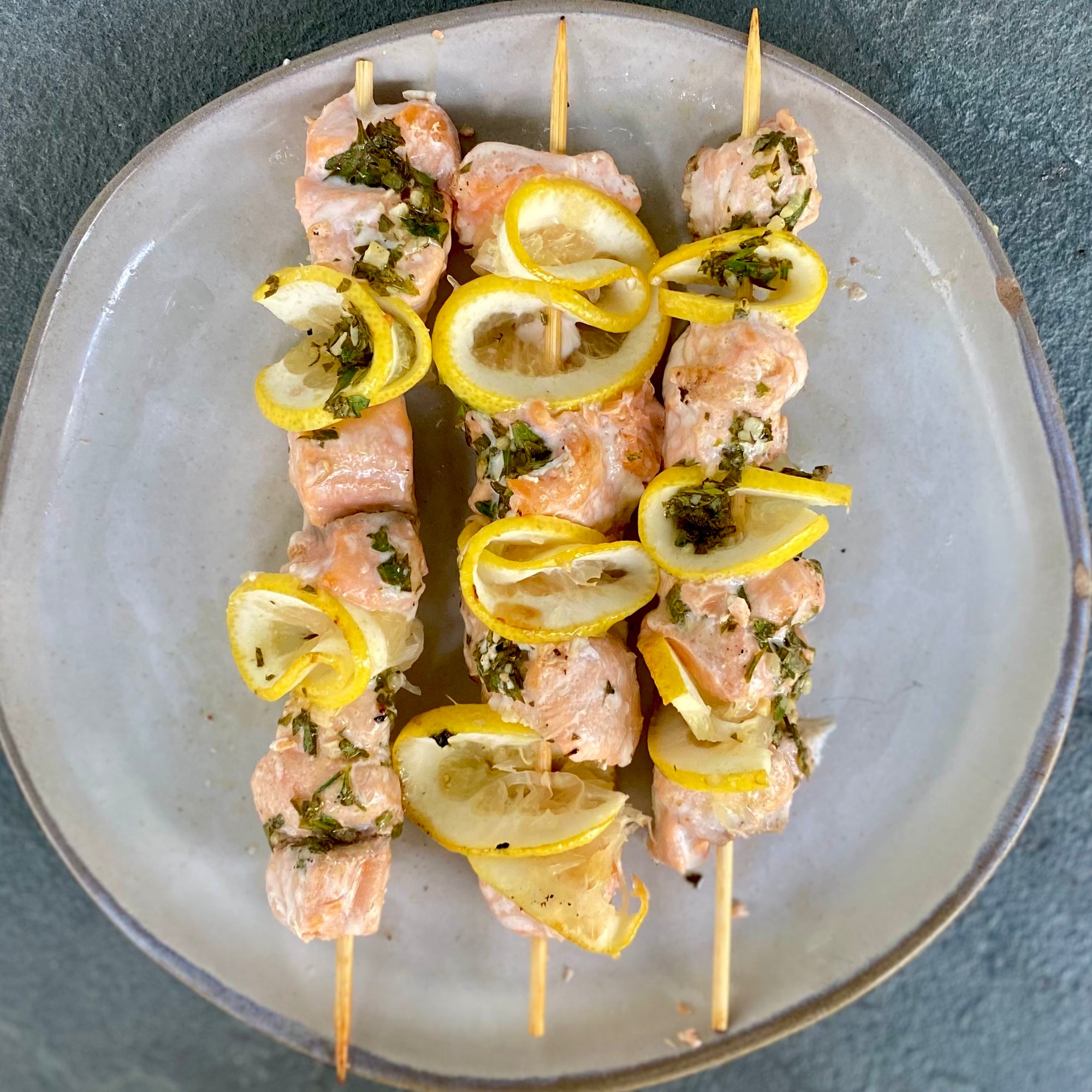 Premier Catch Grilled Citrus Salmon Skewers