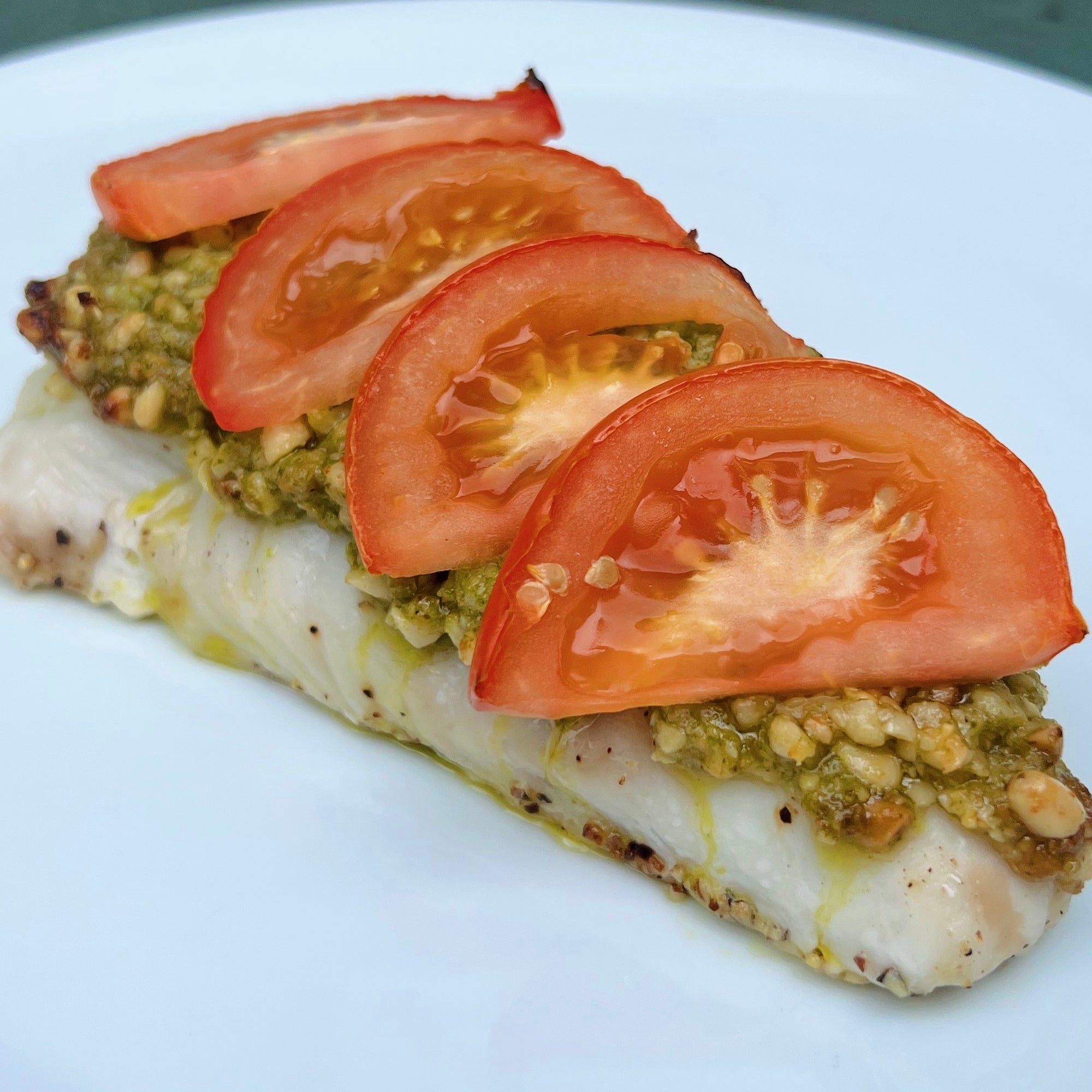 Pesto Pine Nut Halibut