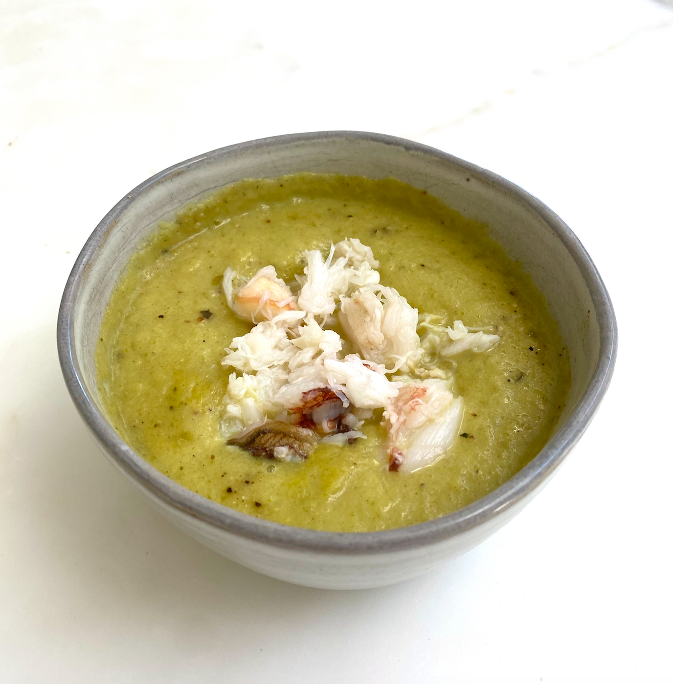 Green Coconut Curry Soup with Fresh Crab
