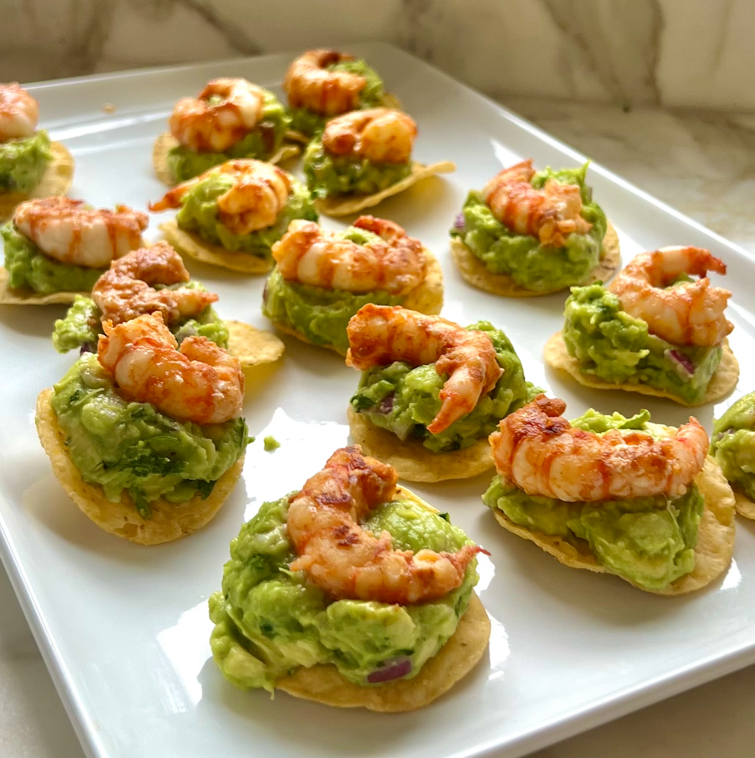 Spot Prawn Tostadas with Guacamole