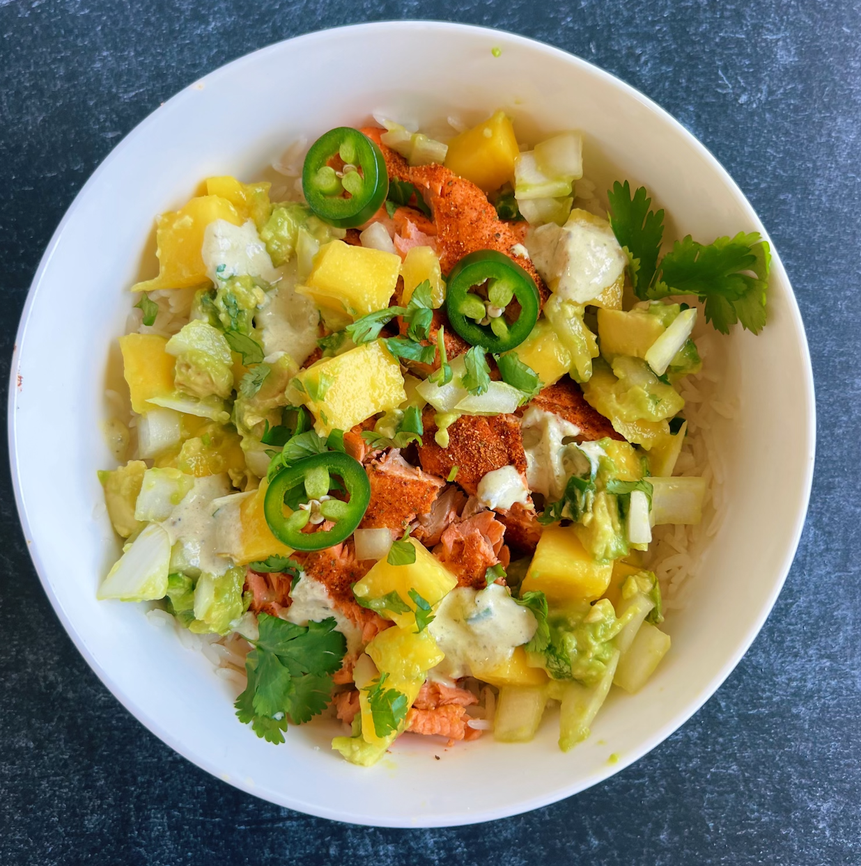 BBQ Salmon Bowls with Mango Jalapeño Salsa, Inspired by Half Baked Harvest