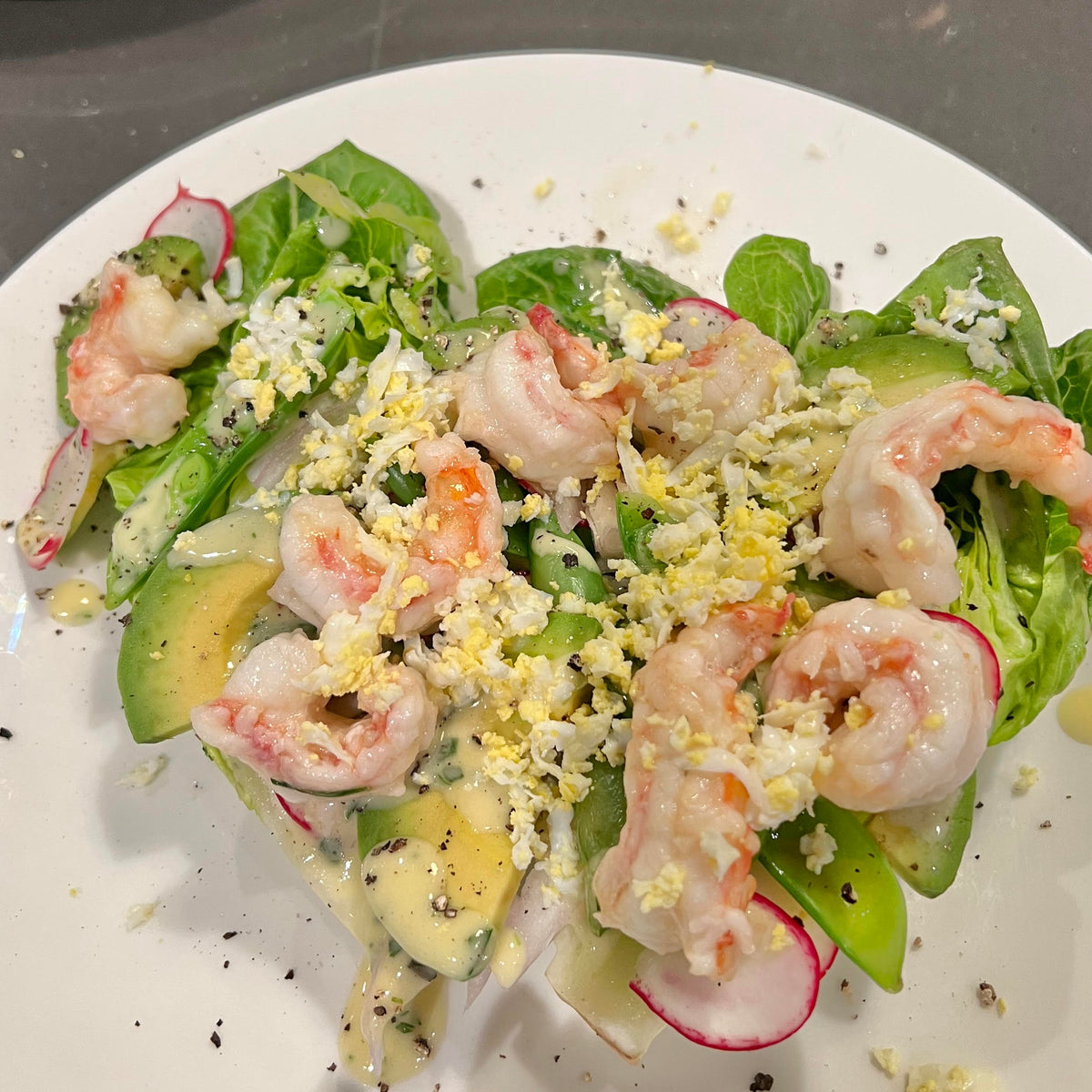 Butter Poached Spot Prawns Louis Salad