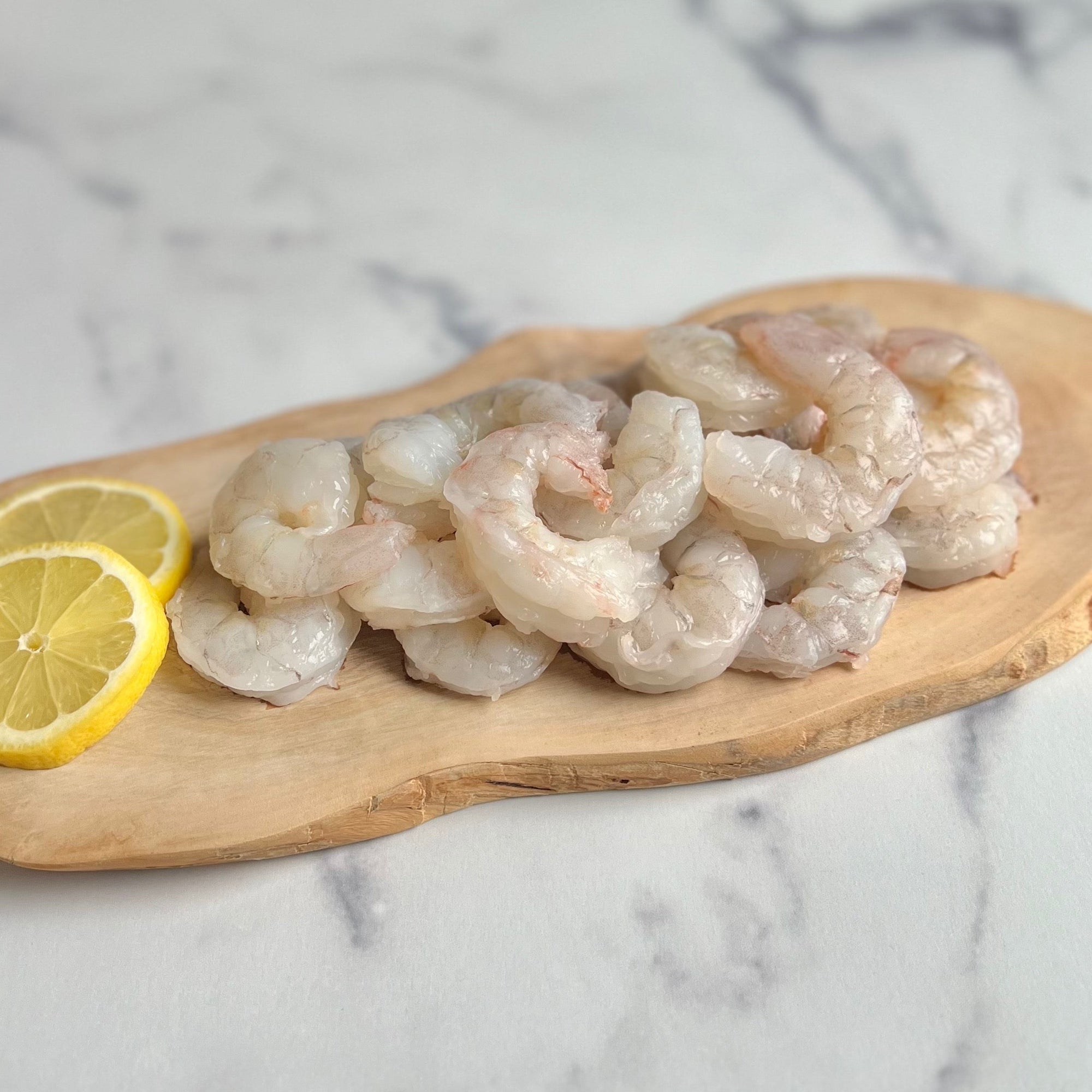 wild gulf shrimp on a board