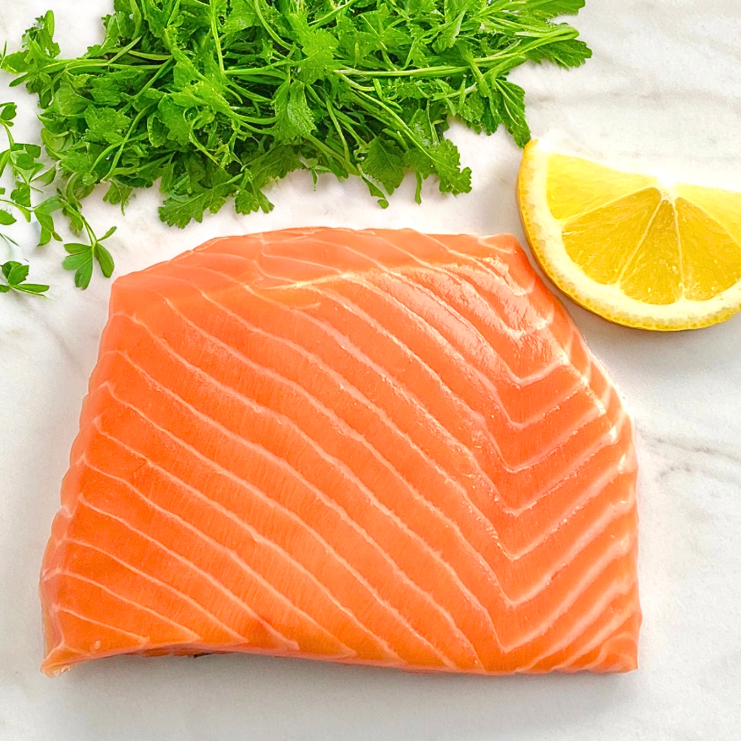wild king salmon with lemon slice