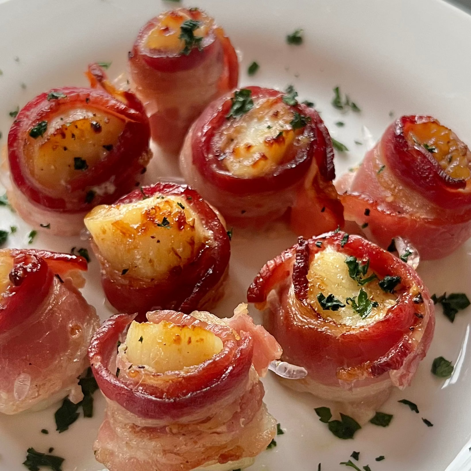 Alaska weathervane scallops wrapped in bacon