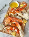 Dungeness Crab Legs square ready to eat on platter