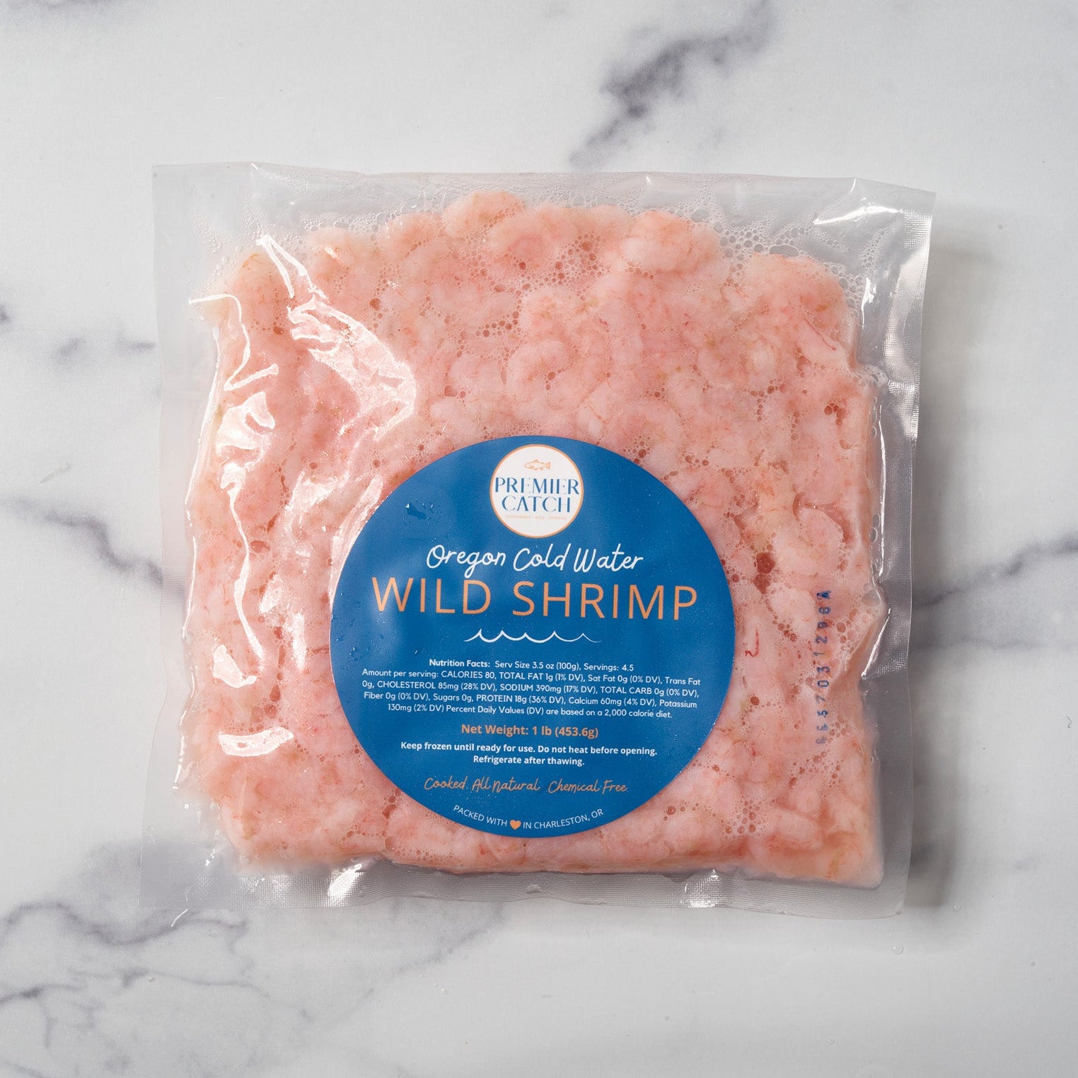 Premier Catch wild Oregon shrimp retail package