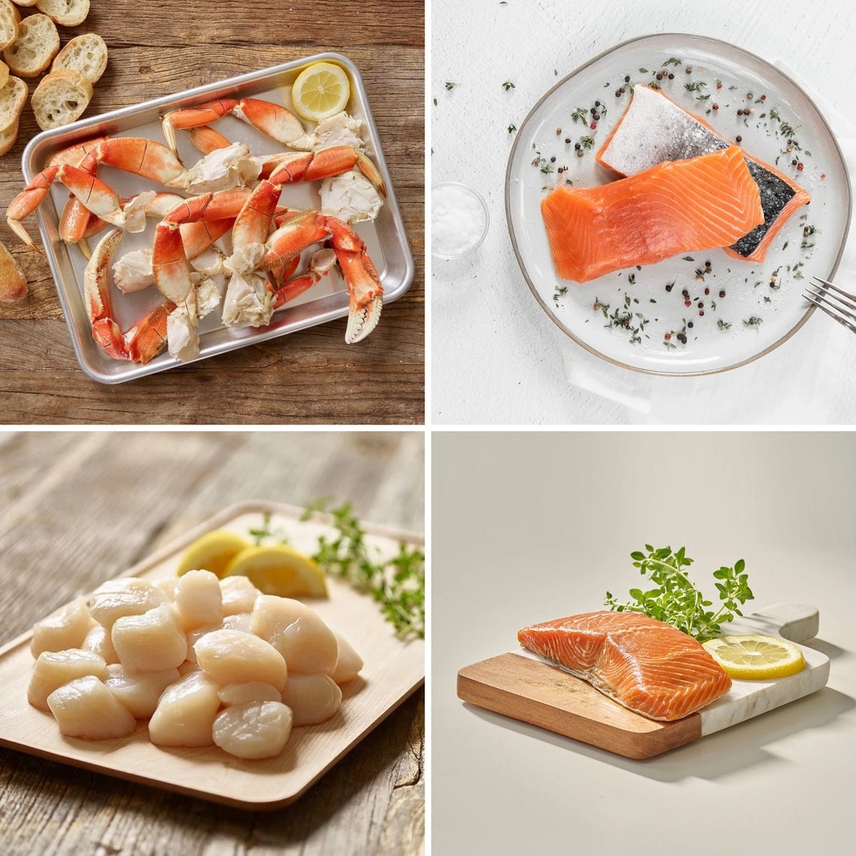 Wild Seafood Feast: Dungeness Crab, wild King Salmon, Alaska Weathervane Scallops and Smoked King Salmon